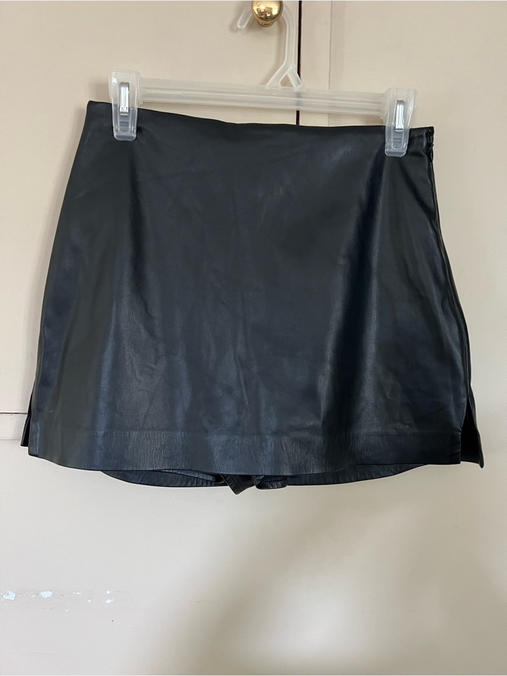 Express Black Faux Leather Mini Skort